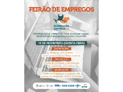 Imagem do evento 1º FEIRÃO DE EMPREGOS "EMPREGA JÁ" BOMBINHAS 